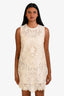 Dolce & Gabbana Cream Silk Blend Eyelet Sleeveless Mini Dress Size 38