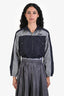 Miu Miu Runway 2025 Grey/Black Technical Silk Logo Cropped Zip Up Windbreaker Size 36