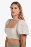 Reformation Brown Linen Puff Sleeve Crop Top Size 10