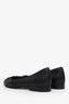 Pre-loved Chanel™ Black Leather CC Cap Toe Bow Flats Size 36.5