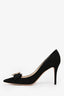 Jimmy Choo Black Suede JC Emblem Pointed Pumps Size 39