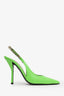 Gucci Green Patent Chain-Embellished Signoria 45MM Slingback Pumps Size 37