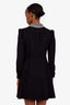 Saint Laurent Black Wool Crepe Rhinestones Long Sleeve Dress Size 36