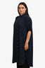 6397 Black Silk Button Down Shirt Dress Size M