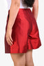 Greta Constantine Red Silk Wool High Rise Shorts Size 6