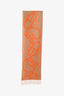 Hermès Orange/Beige Cashmere Boucle Camayle Fringe Scarf
