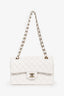 Pre-loved Chanel™ White Caviar Leather Small Classic Double Flap GHW