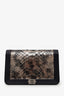 Pre-loved Chanel™ 2018-19 Black/Brown Python Leather Boy Wallet On Chain