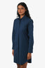 Jil Sander Navy Cotton Button-Up Long Sleeve Mini Dress Size 34