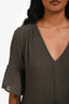 Velvet by Graham & Spencer Dark Green Cotton Ruffled Short Sleeve Mini Dress Size S
