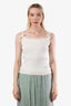 Pre-loved Chanel™ 2006 White Interlocking Crystal CC Tank Top Size 38