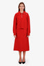 Christian Dior Red Wool Silk Midi Belted Skirt Size 4