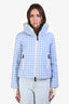 Moncler 2018 Light Blue Mufule Down Gingham Check Puffer Jacket Size 0