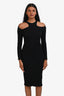 Simon Miller Black Knit Rib Long Sleeve Cut Out Dress Size XS