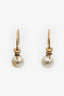 Christian Dior Faux Pearl Bee Hoop Earrings