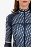 Christian Dior Navy Oblique Mock Neck Athletic Zip Up Shirt Size XS