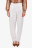Brunello Cucinelli White Cotton Wide Leg Pleated Trousers Size US 8