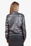 Eleventy Silver Leather Bomber Jacket Size 46