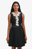 Sandro Black/White Lace Top Sleeveless Midi Dress Size 1