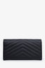 Saint Laurent Black Chevron Leather Large Cassandre Wallet