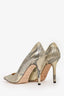 Jimmy Choo Gold Metallic Embossed Python Leather Stiletto Pumps Size 36