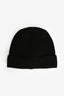 Stone Island Black Rib Knit Patch Logo Beanie Mens
