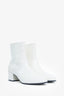Celine White Patent Leather Triomphe Ankle Boots Size 38