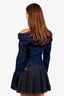 Vivienne Westwood Dark Blue Denim Draped Neck Button Down Shirt Size 10