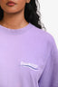 Balenciaga 2021 Purple Logo Embroidered Short Sleeve T-Shirt Size XS