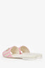 Pre-loved Chanel™ White/Pink Terrycloth Crochet Striped Mules Sandals Size 37.5