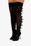 Casadei Black Ribbon Detailed Sock Style Over Knee Boots Size 38