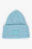 Acne Studios Blue Ribbed Face Logo Beanie