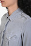 James Perse Grey Cotton Flannel Button Down Shirt Size 1