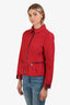 Burberry London Vintage Red Quilted Cropped Jacket Size 6
