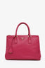 Prada Pink Saffiano Leather Medium Double Zip Galleria Tote with Strap