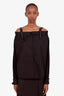 Christian Dior Black Cotton Off The Shoulder Buckled Button Up Top Size 6
