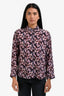 Vince Black/Pink Floral Silk Button Down Top Size XS