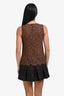 Dolce & Gabbana Brown Lace Wool Tiered Sleeveless Mini Dress Size 36