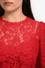 Dolce & Gabbana Red Lace Silk 3/4 Sleeve Midi Dress with Slip Size 42
