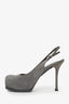 Saint Laurent Grey Suede 'Tribtoo' Platform Pumps Size 36.5