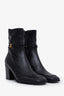 Saint Laurent Black Leather Square Toe Logo Ankle Boots Size 37.5