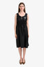 Prada Black Nylon Logo Toggle Sleeveless Midi Dress Size 42
