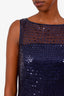 Christina Perrin Blue Sequin Embellished Sleeveless Midi Dress Size 6
