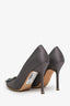 Manolo Blahnik Grey Satin Hangisi Heels Size 36.5