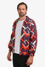 Gucci Blue/Red Silk 'G Dot' Zip-Up Windbreaker Size L Men's