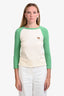 Celine Cream/Green Cotton Tiger Graphic Long Sleeve Raglan Top Size M