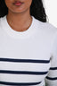 Frame White/Navy Striped Shrunken Ribbed Crew Size M