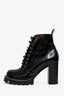 Louis Vuitton Black Patent Monogram Trim Star Trail Combat Boot Size 38