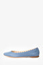 Chloe Blue Lambskin Leather Scallop-Edge Ballerina Flats Size 38.5