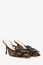 Roger Vivier Black/Brown Leopard Print Square Buckle Mules Size 38.5